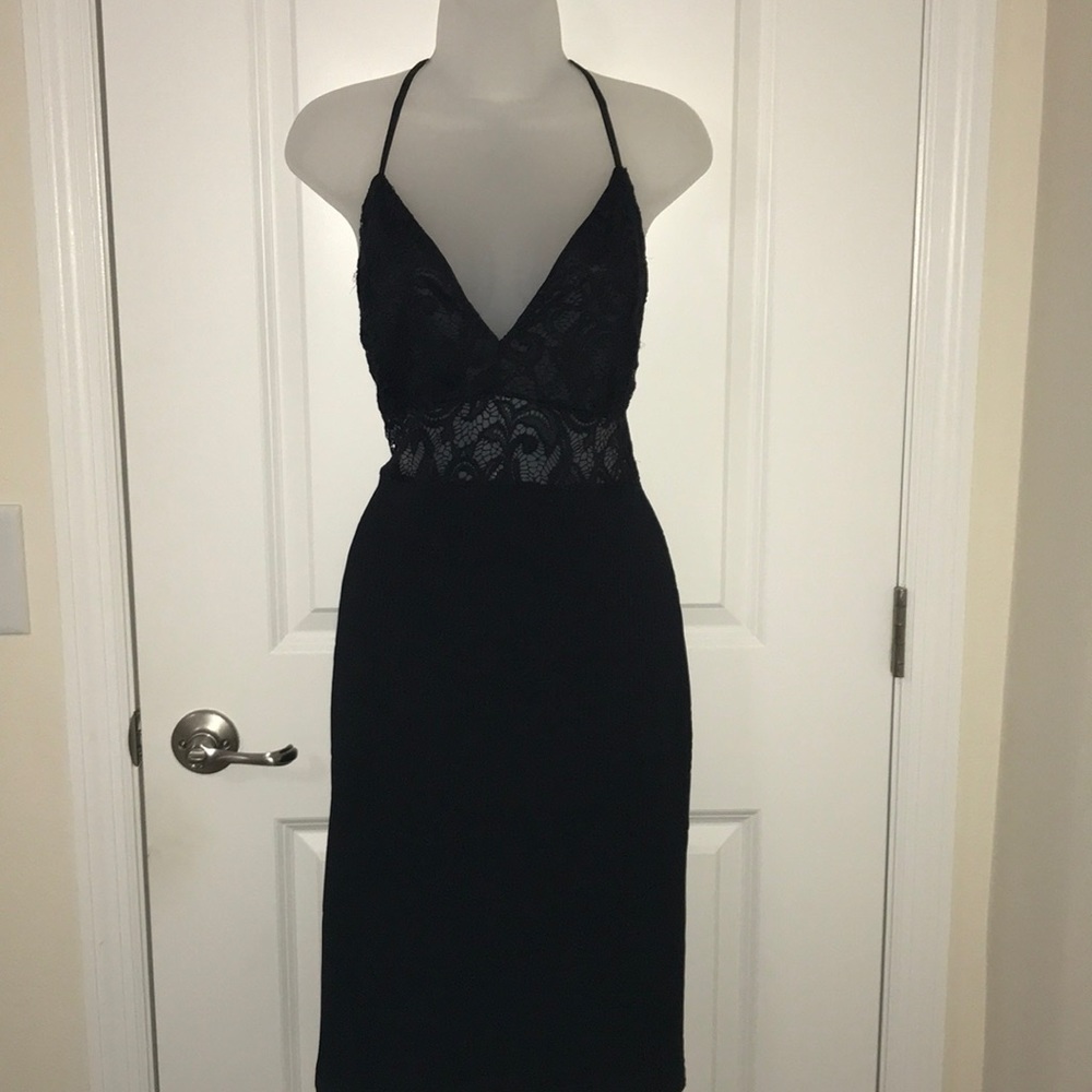 Mini black lace dress